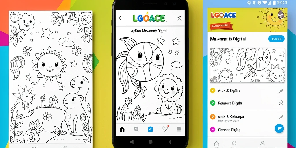 Antarmuka LGOACE menampilkan alat mewarnai yang menarik untuk anak-anak.
