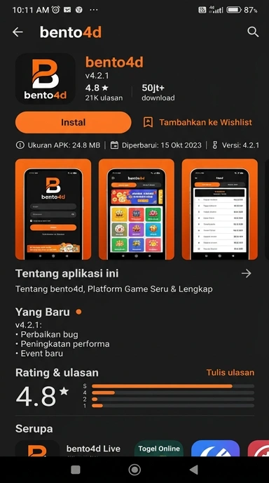 Tampilan halaman APK bento4d