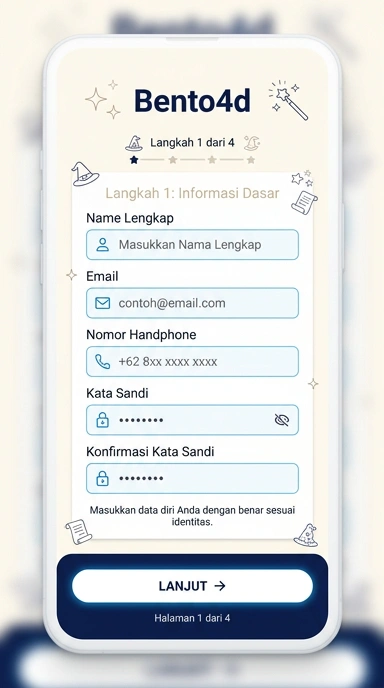Tampilan halaman daftar bento4d