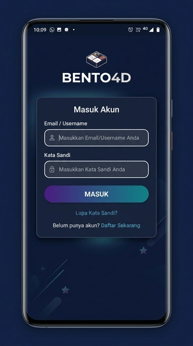 Tampilan halaman login bento4d